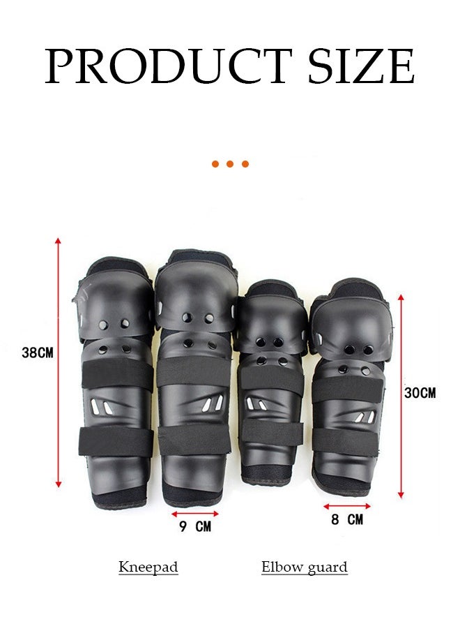 DUNISO 4 Pieces of Adjustable Motorcycle Knee And Elbow Guard Set, motorcycle protective equipment, anti collision, anti fall and wear resistant, suitable for motorcycle off road bicycles, black  - Image 2