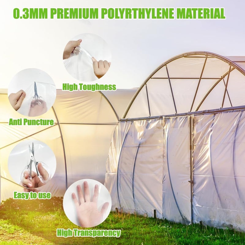 KAHEIGN 2 x 10m Heavy Duty Polythene Sheeting, Extra-Thick Clear Garden Grow Polytunnel Cover Polythene Horticultural Membrane for Gardening Insulation & Building Rubble Protection (250Mu /1000G) - Image 2