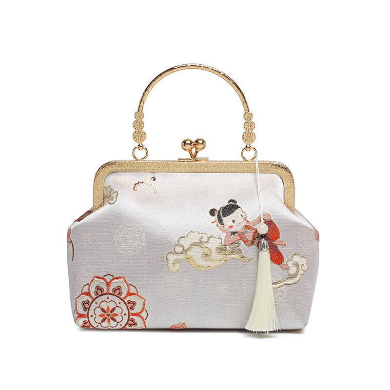 New Chinese Style Shell Crossbody Bag with Embroidery and Tassels - Image 5