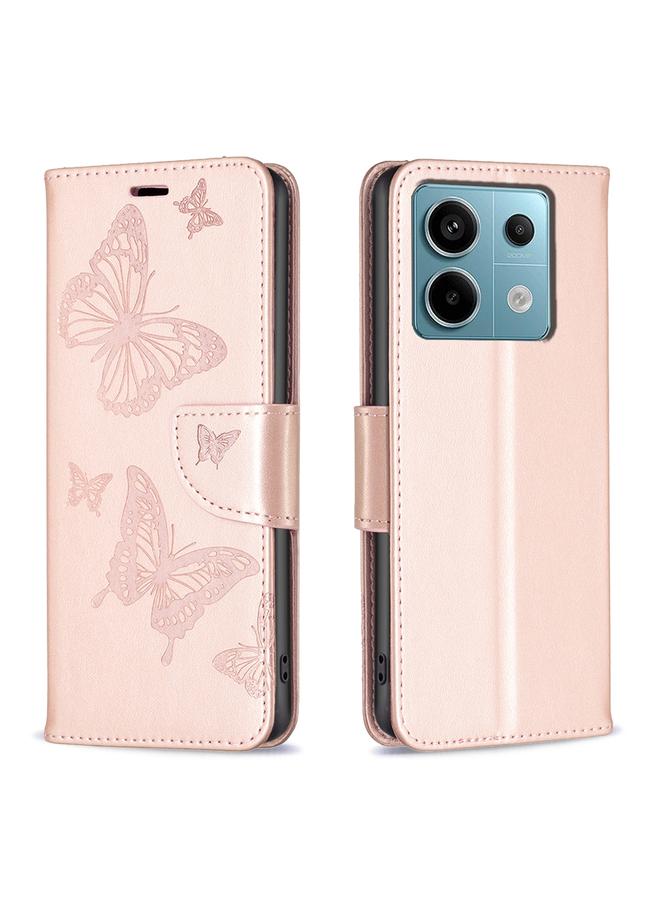 Case For Xiaomi Redmi Note 13 Pro 4G Global Two Butterflies Embossing Leather Phone Case
