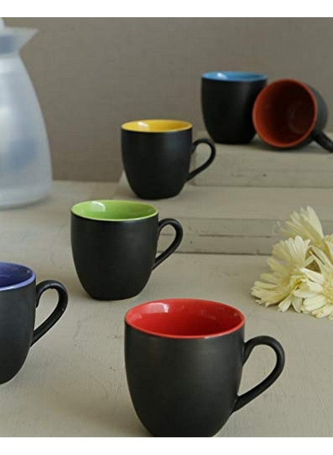 KITTENS Ceramic Coffee Mugs 180ml - Set of 6 - Handpainted Matte Black | Microwave & Dishwasher Safe | Food Grade | Ideal for Daily Use, Office, Home & Gifting - Image 1