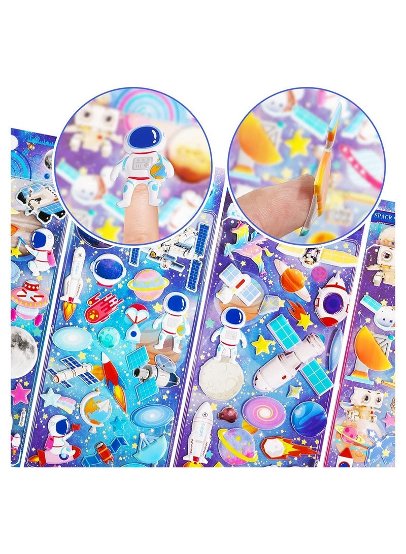 NIBEMINENT 3D Puffy Space Stickers for Toddler Boys, 4 Pack Self Adhesive Foam Outer Themed with Planet, Astronaut, Rocket, Solar System Scrapbooking Crafts, Party Favors Goodie Bags Stuffers  - Image 3