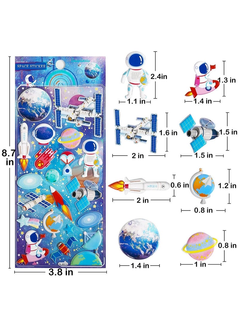 NIBEMINENT 3D Puffy Space Stickers for Toddler Boys, 4 Pack Self Adhesive Foam Outer Themed with Planet, Astronaut, Rocket, Solar System Scrapbooking Crafts, Party Favors Goodie Bags Stuffers  - Image 2