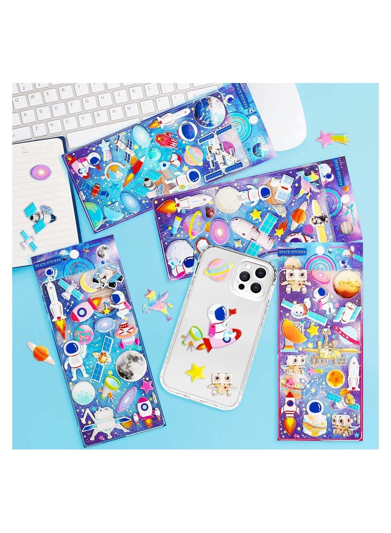 NIBEMINENT 3D Puffy Space Stickers for Toddler Boys, 4 Pack Self Adhesive Foam Outer Themed with Planet, Astronaut, Rocket, Solar System Scrapbooking Crafts, Party Favors Goodie Bags Stuffers  - Image 5