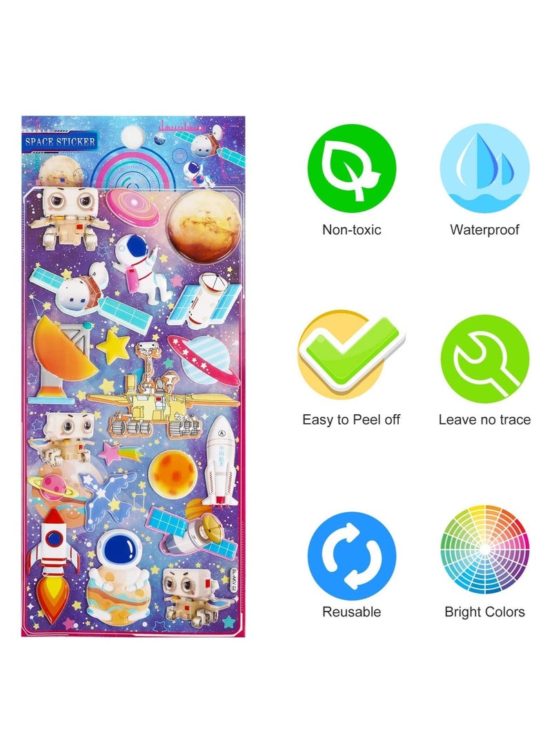 NIBEMINENT 3D Puffy Space Stickers for Toddler Boys, 4 Pack Self Adhesive Foam Outer Themed with Planet, Astronaut, Rocket, Solar System Scrapbooking Crafts, Party Favors Goodie Bags Stuffers  - Image 4