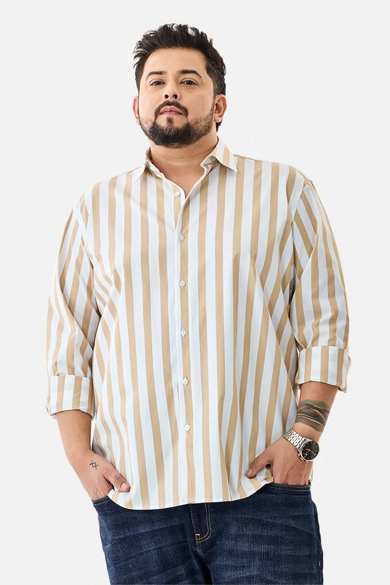 SNITCH Plus Size Stripes 100% Cotton Shirt