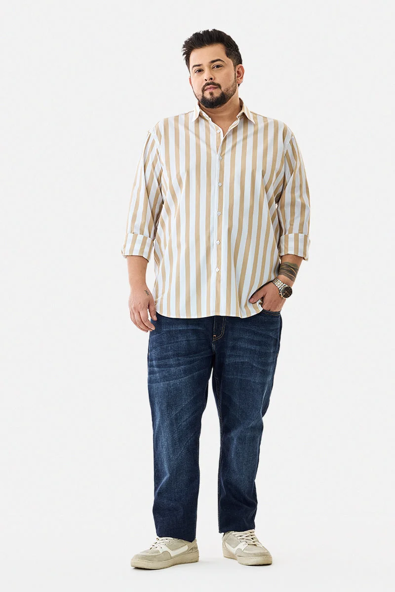 SNITCH Plus Size Stripes 100% Cotton Shirt