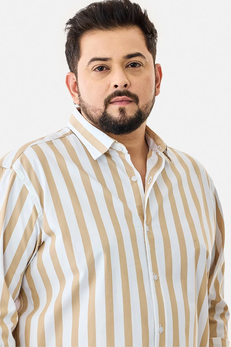 SNITCH Plus Size Stripes 100% Cotton Shirt