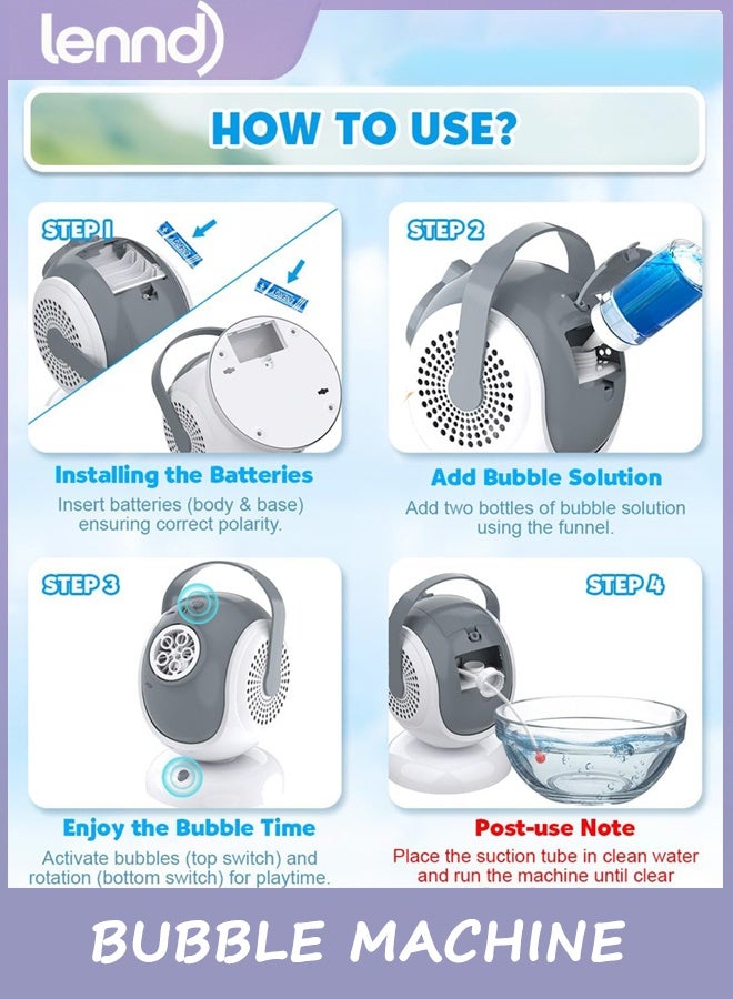 لينند فقاعة آلة - مناسبة للأطفال ، والأطفال المشي التلقائي منفاخ فقاعة - 360 درجة سوينغ و 75 درجة التنظيم ، مع أضواء LED فقاعة لعبة - مناسبة للبنين والبنات ، عيد الفصح ، في الهواء الطلق ، عيد ميلاد ، الطرف استخدام الهدايا - Image 5