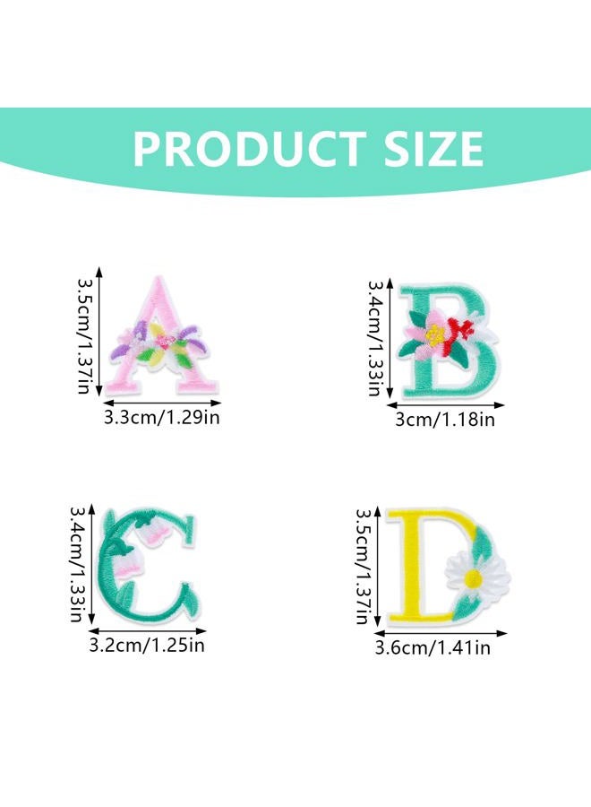 Yolev Iron On Letter Patches, 2 Sets (52 Pieces) A-Z Flower Embroidery Alphabet Patches, Glitter Sew-On Embroidered Letters for Clothing - Image 2