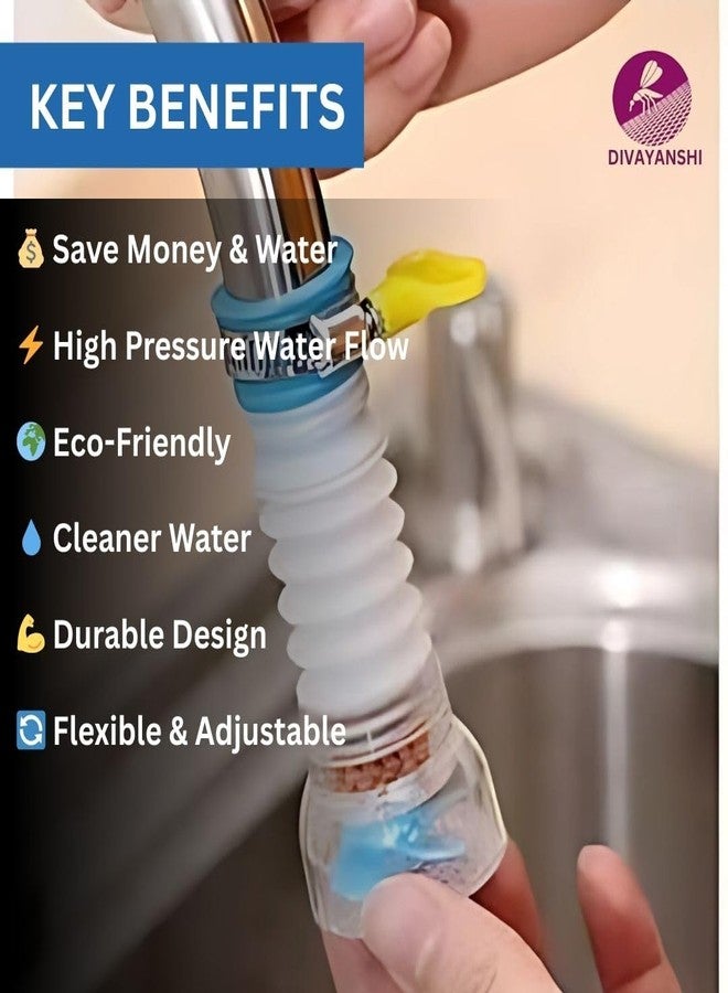 DIVAYANSHI Tap Filter for Kitchen Sink - Tap Shower & Water Tap Nozzle, Multipurpose Tap Filter Nozzle for Kitchen, Bathroom & Handwash, gardening, Durable & Splash-Proof (Pack of 2) - Image 5