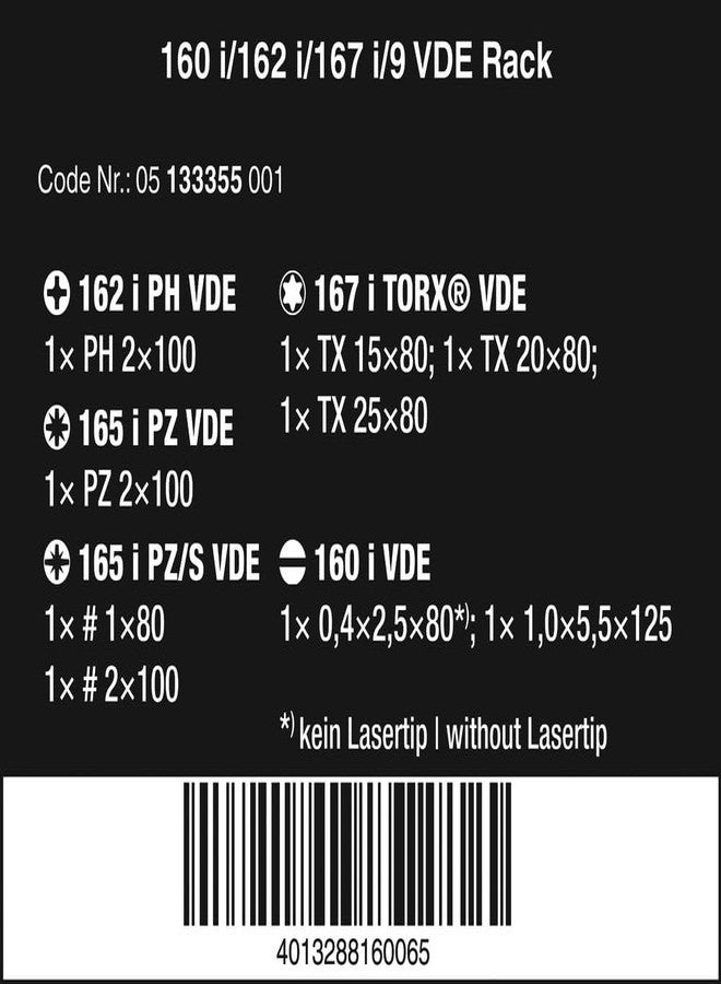 ويرا مجموعة مفكات براغي Wera 05133355001 160 i/162i/167 i/ "Kraftform PlusSerie 100" - فضي (9 قطع) - Image 2