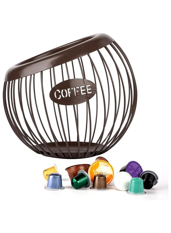 حامل كوب القهوة، منظم علب القهوة K-Cup و Nespresso، تخزين علب القهوة المعدنية، حامل علب إسبرسو بسعة كبيرة، حاملات كوب إسبرسو لطاولة الخدمة، منظم يوفر مساحة، سلة تخزين الفواكه - Image 1