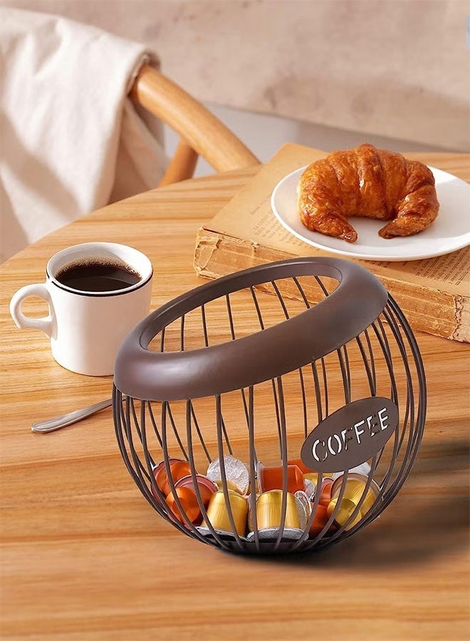 حامل كوب القهوة، منظم علب القهوة K-Cup و Nespresso، تخزين علب القهوة المعدنية، حامل علب إسبرسو بسعة كبيرة، حاملات كوب إسبرسو لطاولة الخدمة، منظم يوفر مساحة، سلة تخزين الفواكه - Image 3