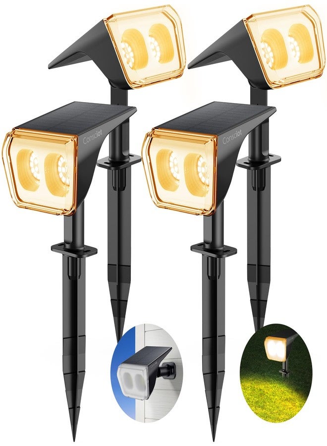 Consciot Solar Spot Lights Outdoor Waterproof, 24 LED Dusk-to-Dawn Solar Spotlight, 2 in 1 Adjustable Wall Lights, Warm White Solar Landscape Spotlights for Garden Yard Wall Walkway, 6 Pack - Image 1