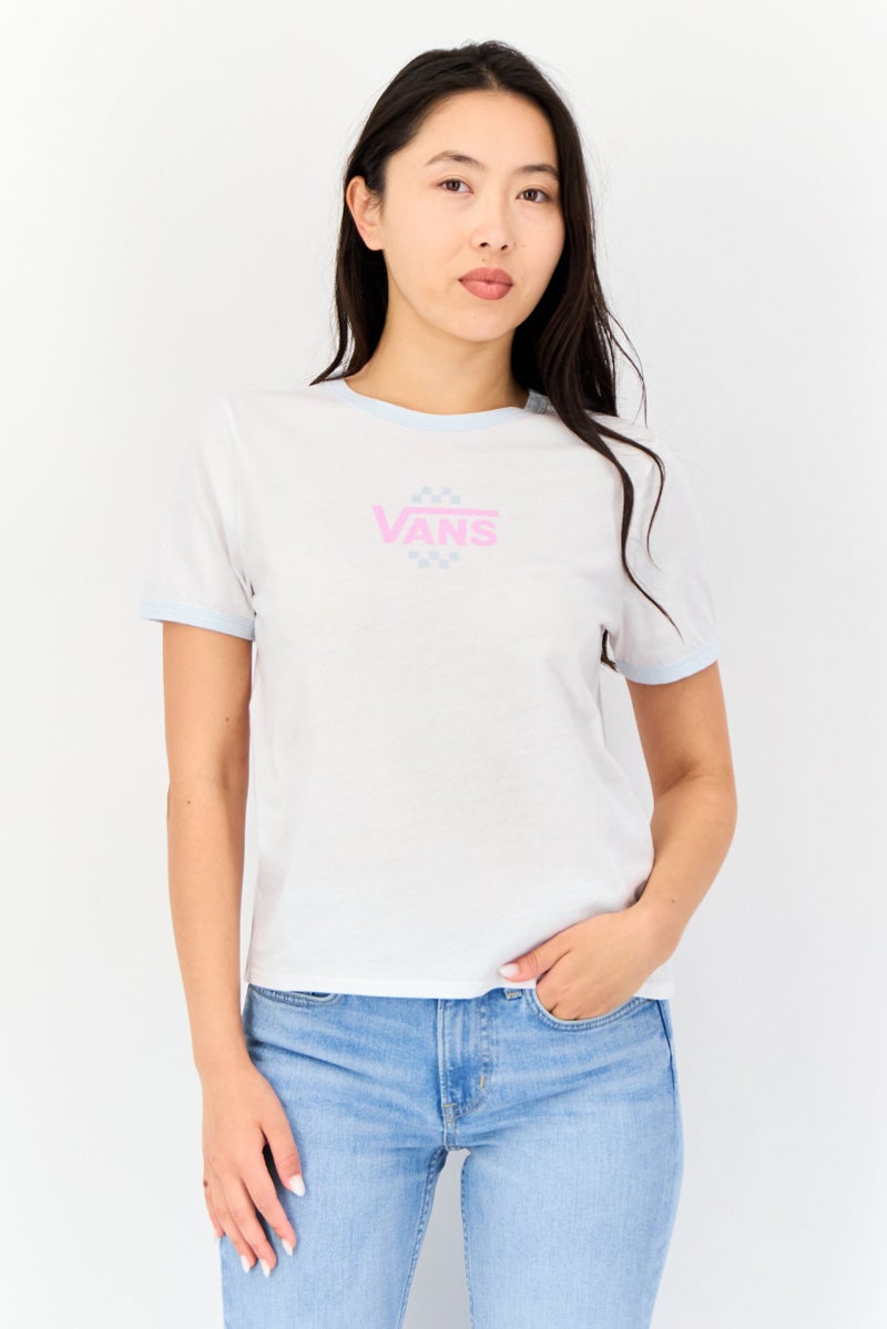 VANS Women Crew Neck Short Sleeve Graphic Printed T-Shirt, White - Image 1