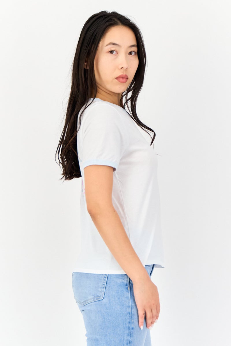 VANS Women Crew Neck Short Sleeve Graphic Printed T-Shirt, White - Image 3