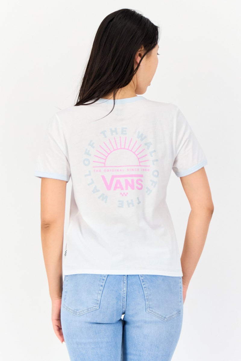 VANS Women Crew Neck Short Sleeve Graphic Printed T-Shirt, White - Image 2