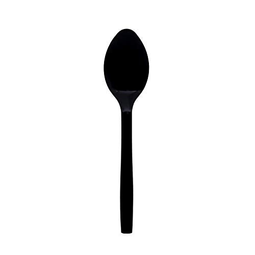 Party Essentials Hard Plastic 9 Serving Spoons Black 12 Count