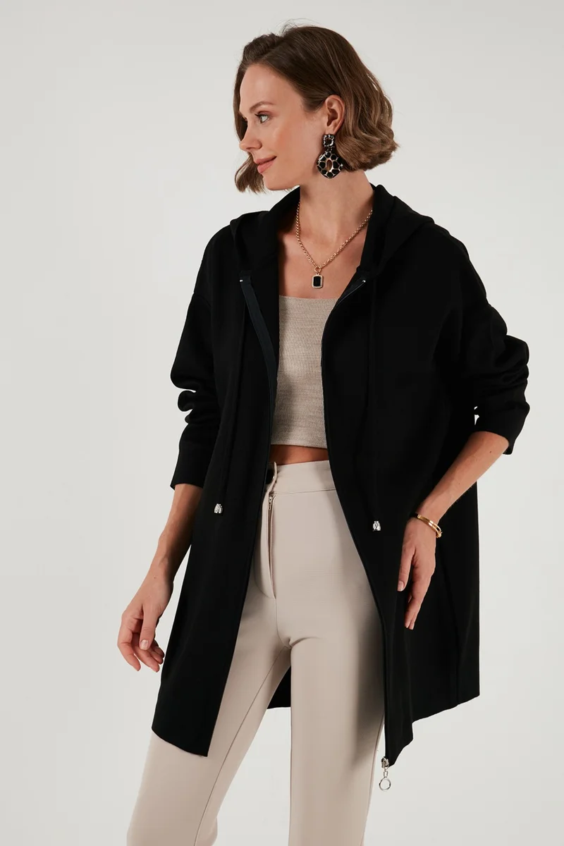 ليلا Modest Regular Fit Hooded Hijab Knitwear Cardigan