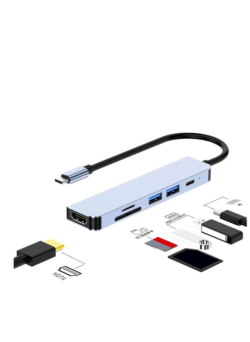 6-in-1 USB C Hub with USB 3.0, 4K HDMI, USB C PD, SD/TF Card Reader – Docking Station for MacBook Pro, MacBook Air & Other Type-C Devices – Ultimate Expansion Hub  - Image 1
