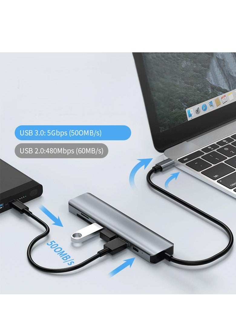 6-in-1 USB C Hub with USB 3.0, 4K HDMI, USB C PD, SD/TF Card Reader – Docking Station for MacBook Pro, MacBook Air & Other Type-C Devices – Ultimate Expansion Hub  - Image 2