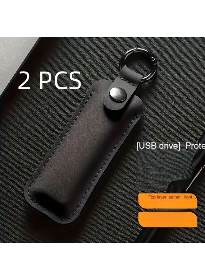 2 Pack Black USB Drive Case with Keychain Scratch Resistant Protective Cover - Image 2