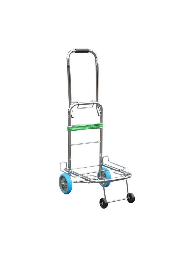 Gikvni Foldable Stainless Steel Luggage Cart With 4 Wheels and Elastic Rope - Hand Truck for Travel, Airport, Garden, Shopping, and Goods Carrying - Image 1