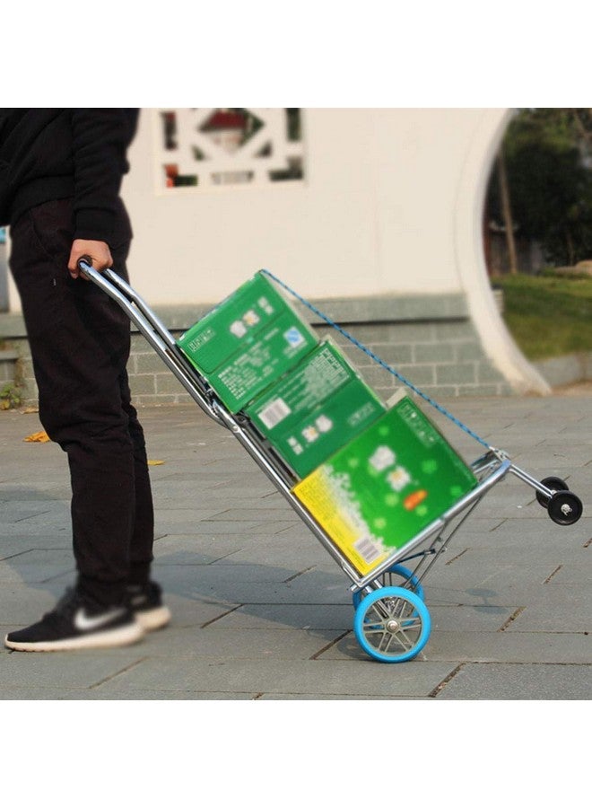 Gikvni Foldable Stainless Steel Luggage Cart With 4 Wheels and Elastic Rope - Hand Truck for Travel, Airport, Garden, Shopping, and Goods Carrying - Image 2