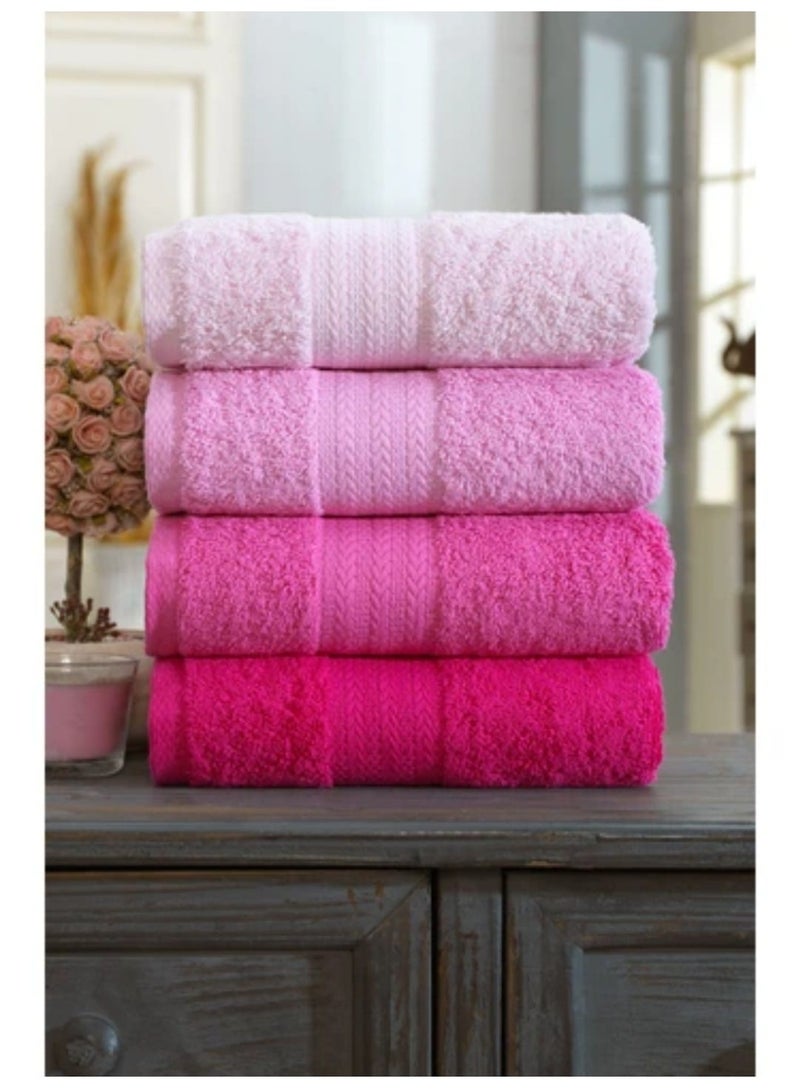 تى ام هوم طقم فوط 4 قطع من TM HOME – قطن طبيعي 100% بجودة فندقية فاخرة – ألوان مدرّجة بدرجات الوردي (بينك) أنيقة – امتصاص عالي، نعومة حريرية وتجفيف سريع بمعايير عالمية - Image 1