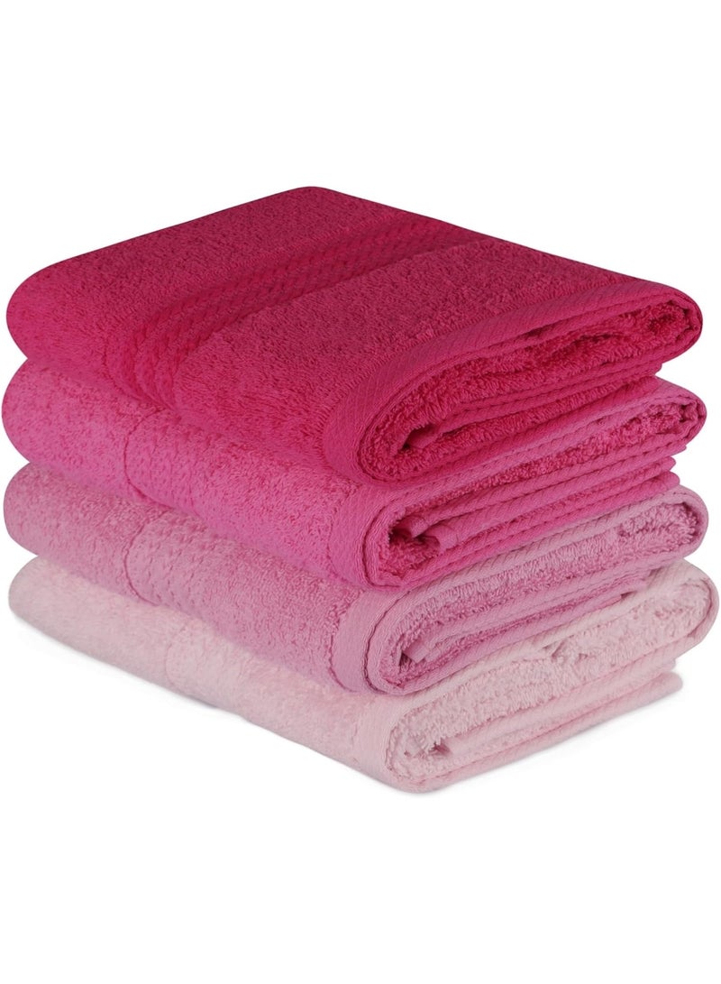 تى ام هوم طقم فوط 4 قطع من TM HOME – قطن طبيعي 100% بجودة فندقية فاخرة – ألوان مدرّجة بدرجات الوردي (بينك) أنيقة – امتصاص عالي، نعومة حريرية وتجفيف سريع بمعايير عالمية - Image 3