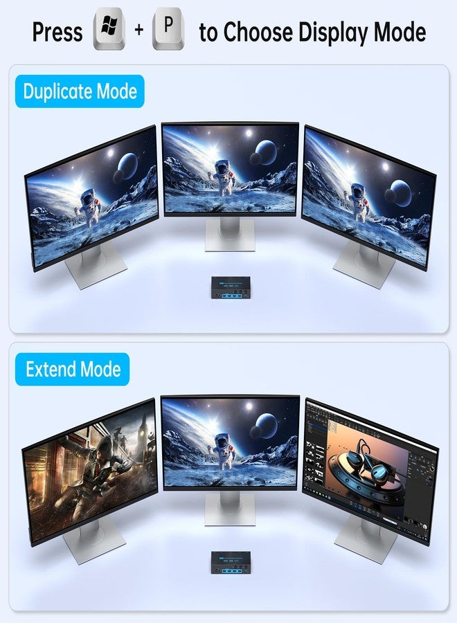 DXchip 8K/4K Displayport 1.4 KVM Switch 2 Monitors 3 Computers Dual Monitor 8K@30Hz/4K@144Hz 3 Port Dual DP1.4 USB 3.0 KVM Switches 3 PCs Share 2 Monitors & 4 USB 3.0 Devices with Desktop Controller - Image 3