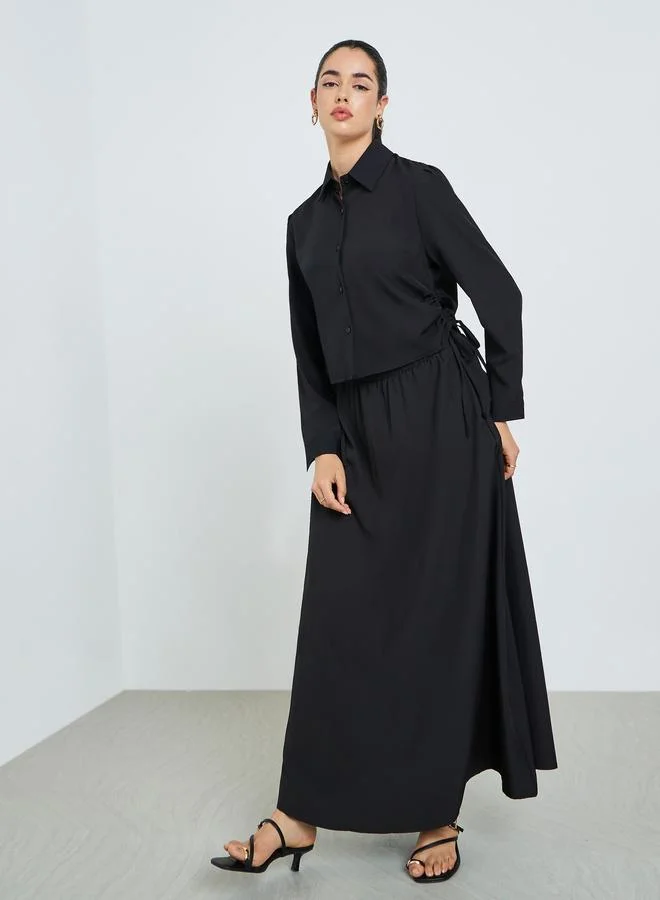 Amirah Women Ruched Shirt and Maxi Skirt Modest Set