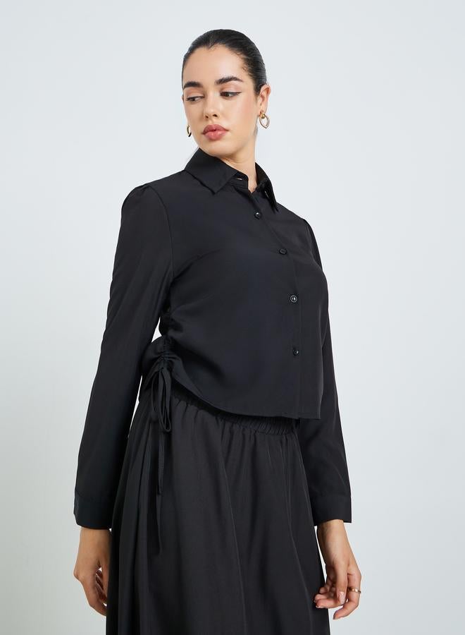 أميرة طقم من قميص مزموم وتنورة طويلة محتشم - Image 3