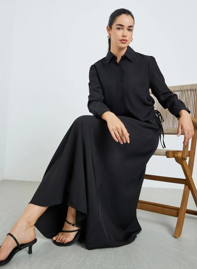 Amirah Women Ruched Shirt and Maxi Skirt Modest Set