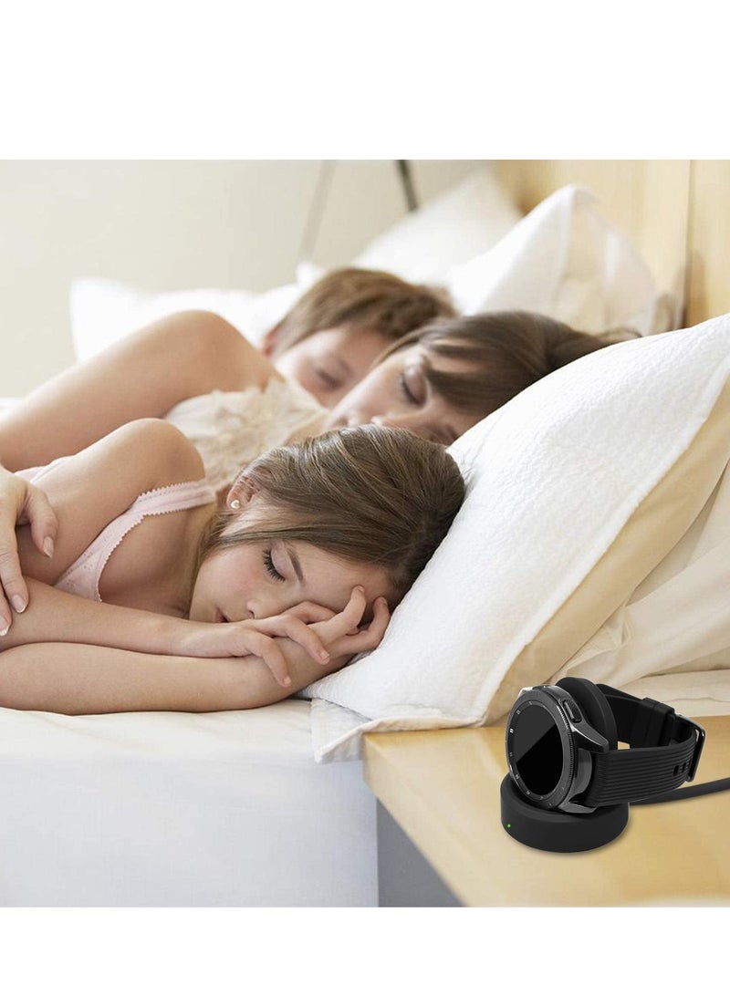 Charger for Samsung Galaxy Watch 42mm 46mm Wireless Fast  Dock Smart gear S3 Portable Charging Cradle stand with USB Cable Black - Image 3