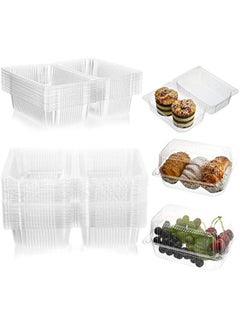 Arabest 100 Clear Plastic Hinged Food Containers with Seal Stickers - Disposable Takeout Boxes for Salads, Sandwiches, Hamburgers, Fruits, Cakes, Cookies  - Image 4