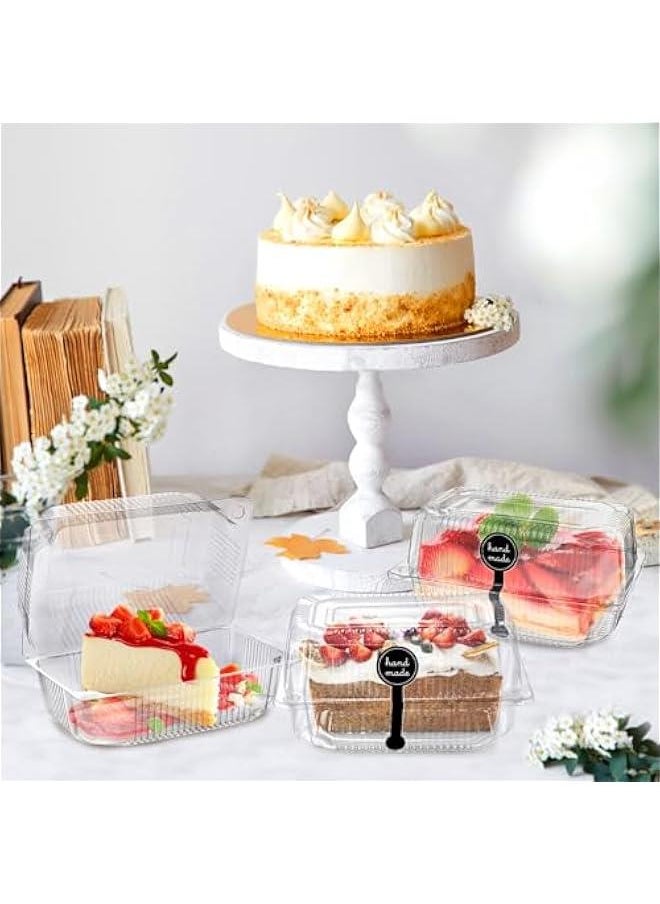 100 Clear Plastic Hinged Food Containers with Seal Stickers - Disposable Takeout Boxes for Salads, Sandwiches, Hamburgers, Fruits, Cakes, Cookies