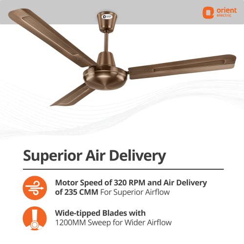 Orient Electric 1200mm Quasar Electroplated Decorative Ceiling Fan (Brushed Copper, Pack of 1) - Image 2