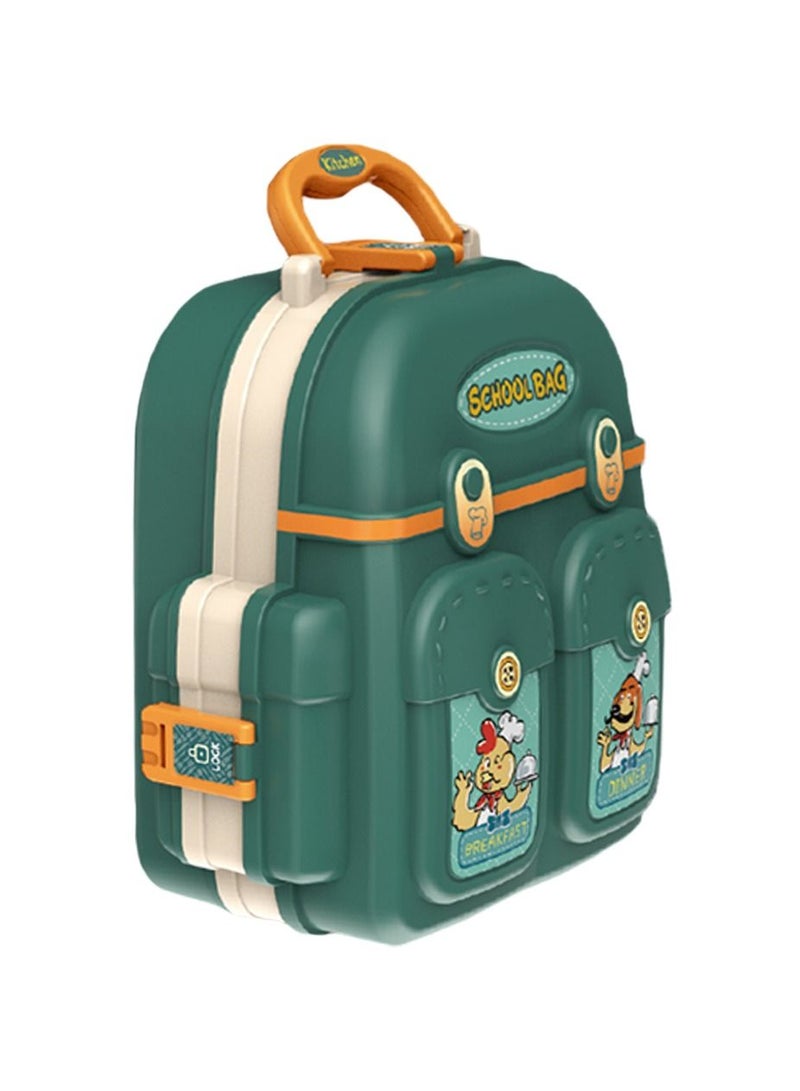 Little Story 21 Pieces Role Play Chef, Kitchen, Restaurant Toy Set School Bag - Green, 3-In-1 Mode  - Image 2