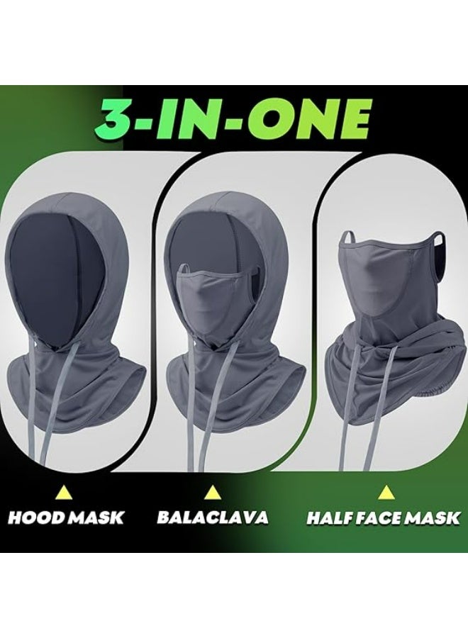 HaDoii 3-Pack UV Protection Face Mask + Cooling Arm Sleeves Set,  UPF 50 Sun Block Neck Gaiter with Ear Loops & Thumb Hole Sleeves for Cycling Fishing Mountaineering Sports, Arm Sleeves Black/White/Gray,Unisex - Image 3