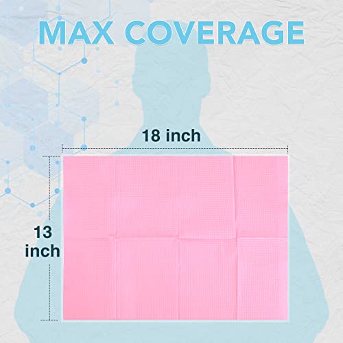 TENKAIWICK 160 Pack Disposable Dental Bibs 13"x18", 3-Ply Waterproof Tattoo Bibs Sheet for Nail Salon, Dental Clinic, Feeding, Tattoo Shop (Pink) - Image 2