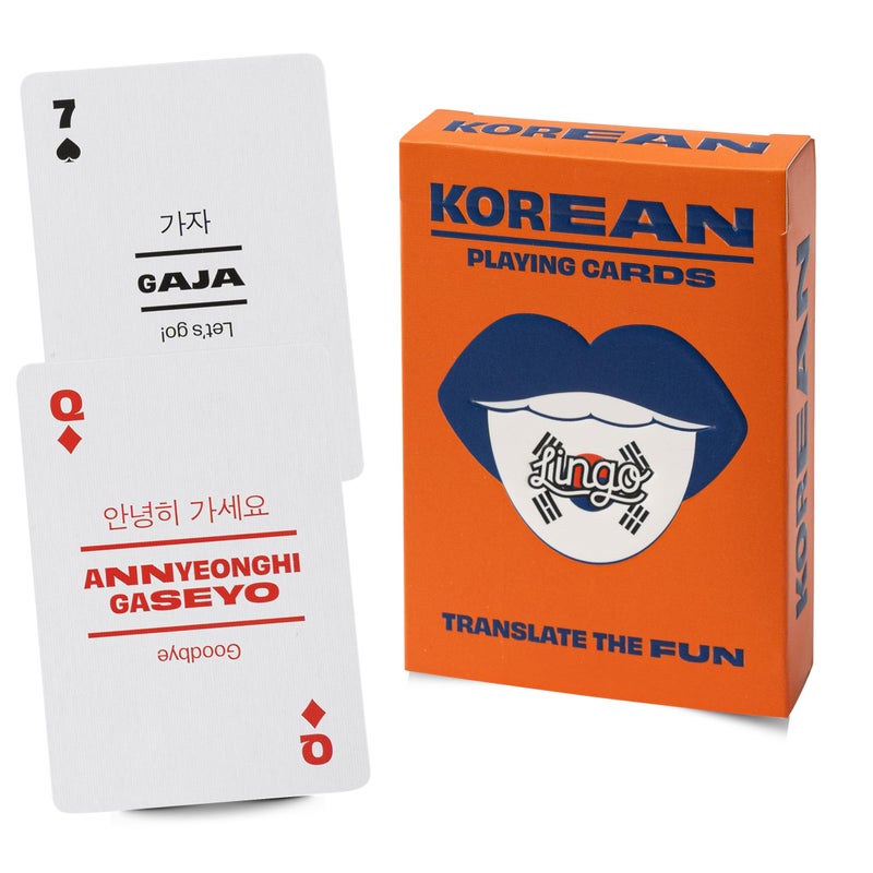 LINGO Korean Lingo Playing Cards Travel Flashcards Learn Korean Vocabulary in A Fun Easy Way 52 Essential Translations - Image 3