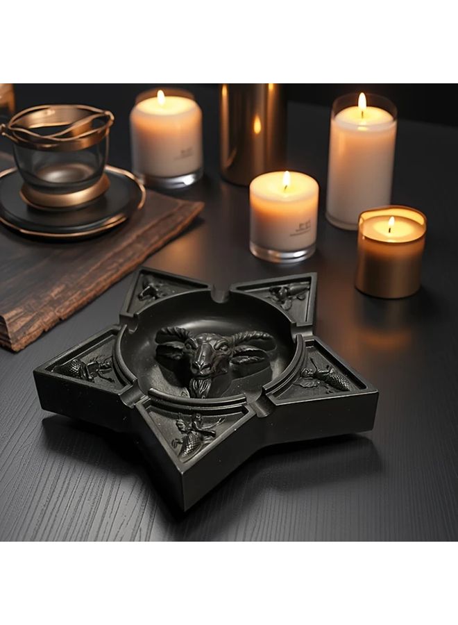 Black Sheep Head Ashtray Gothic Style Resin Easy Clean Desktop Decor Unique Gift - Image 1