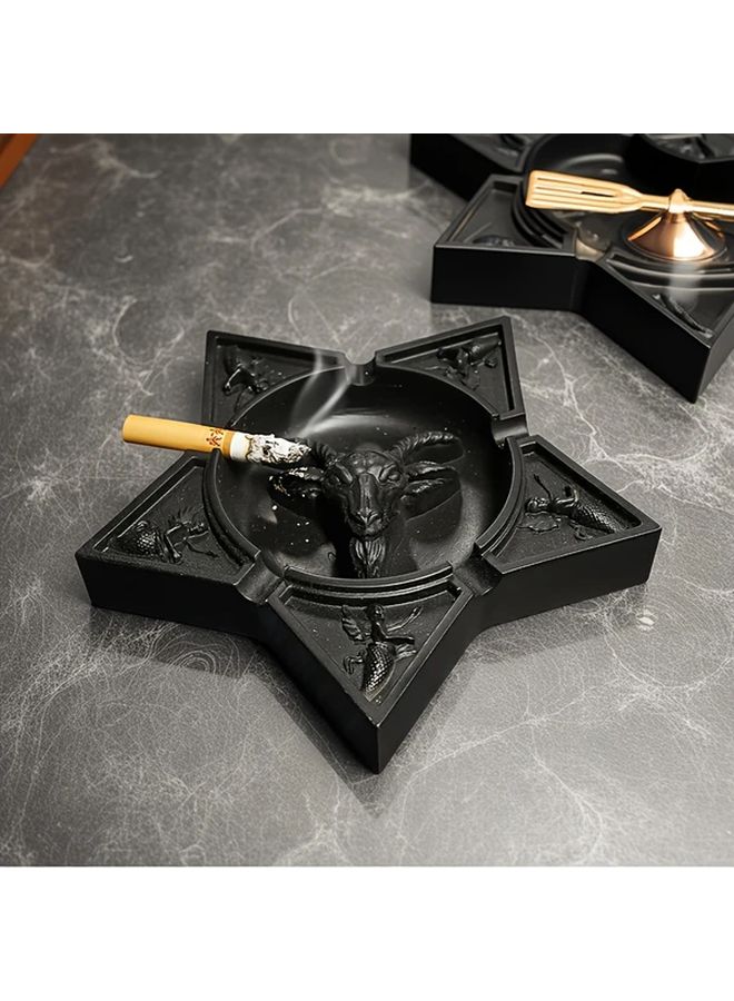 Black Sheep Head Ashtray Gothic Style Resin Easy Clean Desktop Decor Unique Gift - Image 2