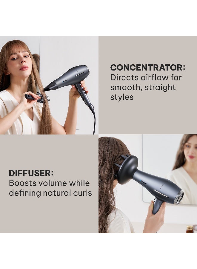 Blaupunkt Professional Hair Dryer 2400W – Ionic Function, 3 Heat & 2 Speed Settings, Cool Shot, Diffuser & Concentrator Attachments, Lightweight Design, Removable Filter, 2-Year Warranty – SDP730 - Image 5