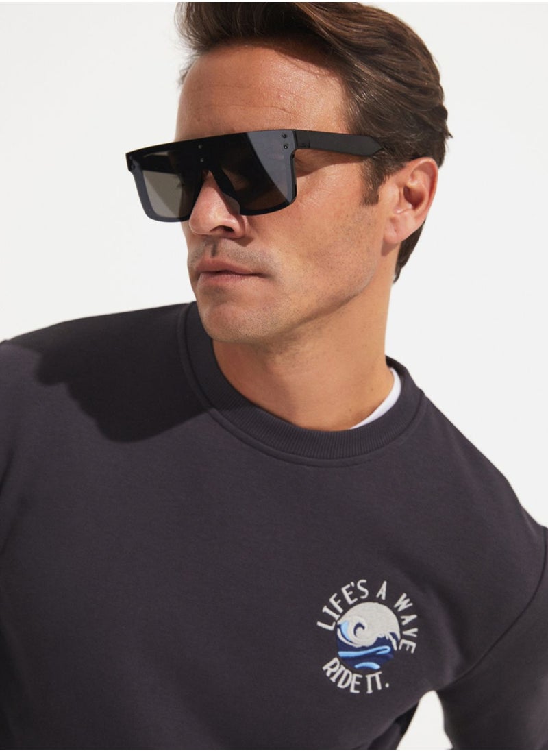 JUNE - Casual Embroidered Sweatshirt - Image 1