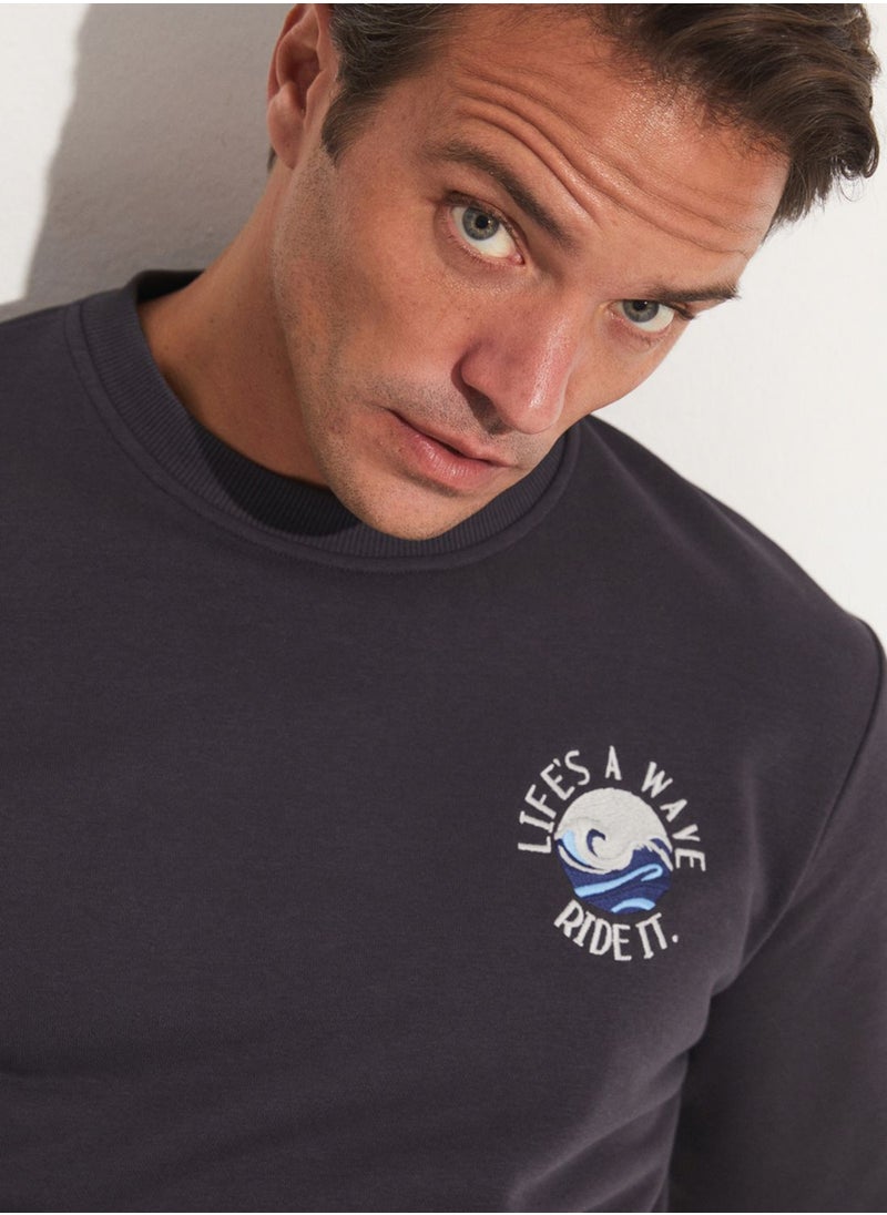 JUNE - Casual Embroidered Sweatshirt - Image 1