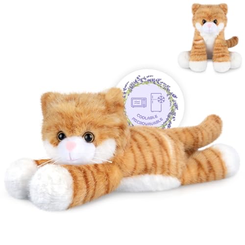 SuzziPals Heatable Coolable Orange Cats Stuffed Animals Microwave Heating Pad Animals for Discomfort Orange Cats Cute Stuff for Companion Lavender Stuffed Animals Plush Toys Gifts - Image 1