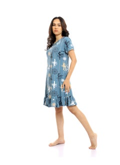 REDCOTTON Ballerina Slip On Short Cotton Nightgown - Steel Blue  - Image 3